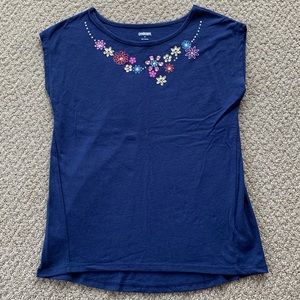 Gymboree Navy Floral Necklace T-Shirt